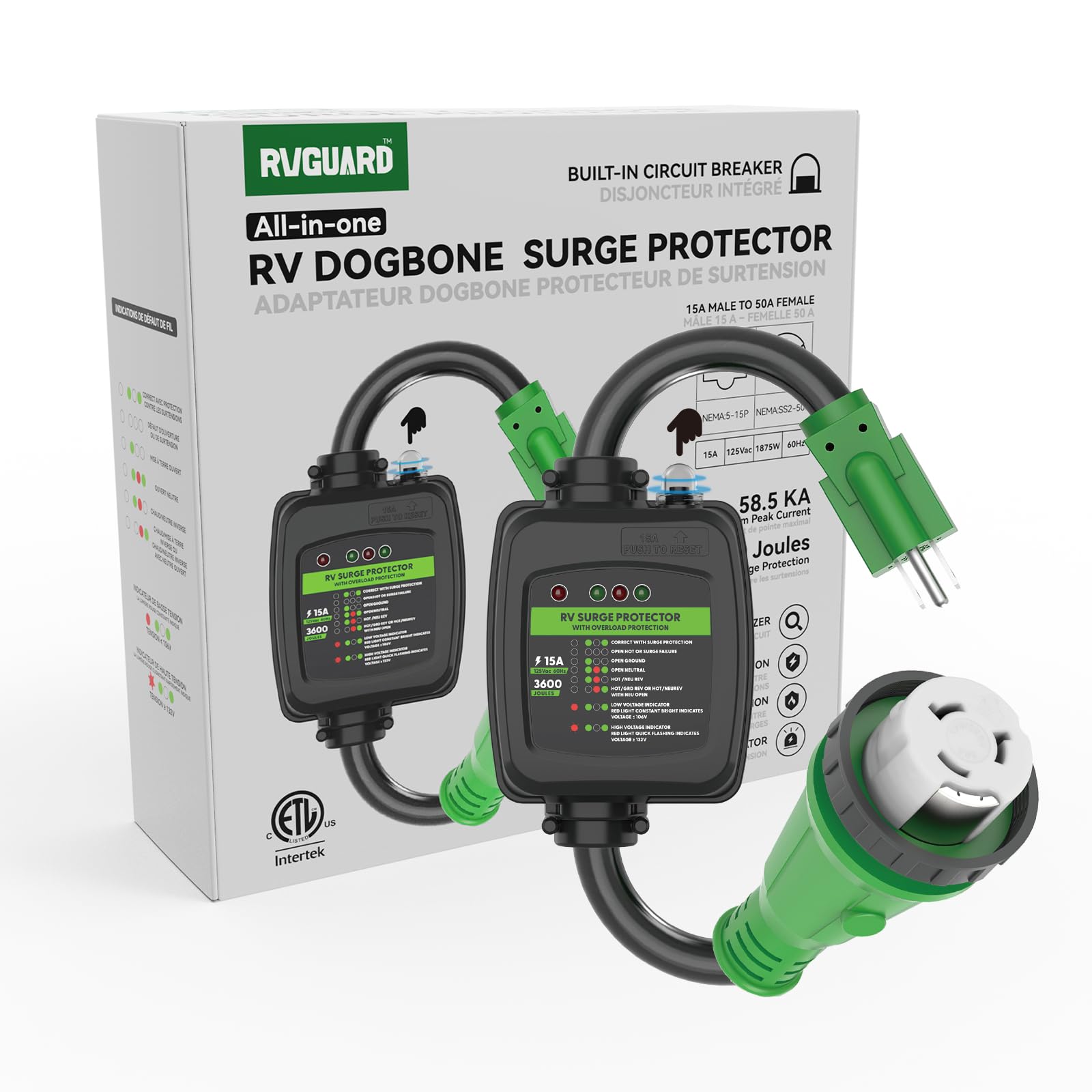 RVGUARD adapter in an RV campsite setting showing practical use and peace of mind