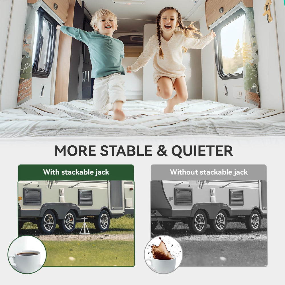 RVGUARD nested jacks stored compactly saving space in RV storage compartments