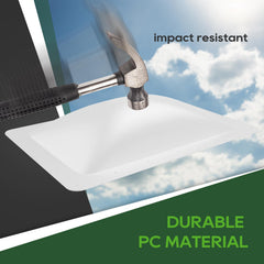 RVGUARD dome translucency showing white polycarbonate light diffusion and reduced glare