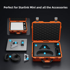 RVMARINEPAT open case with custom foam storing Starlink Mini for organized transport