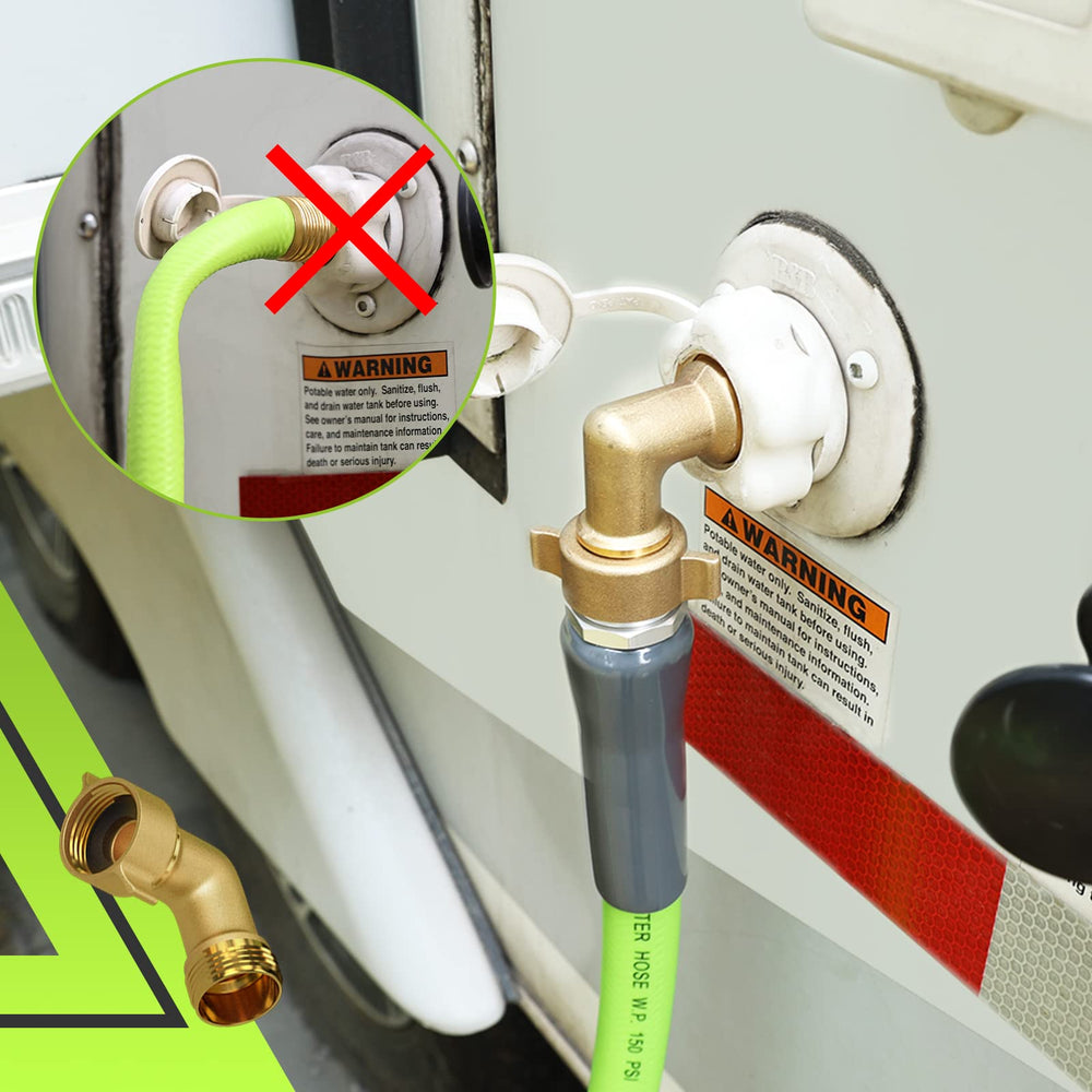 RVMATE included rubber seal and PTFE tape showing secure, leak-free connections