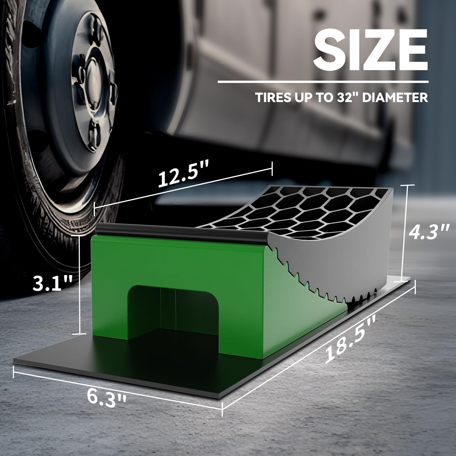 RVMATE close-up of curved leveler showing durable polyethylene strength