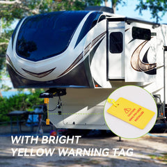 RVMATE fluorescent warning tag visible for improved theft deterrence