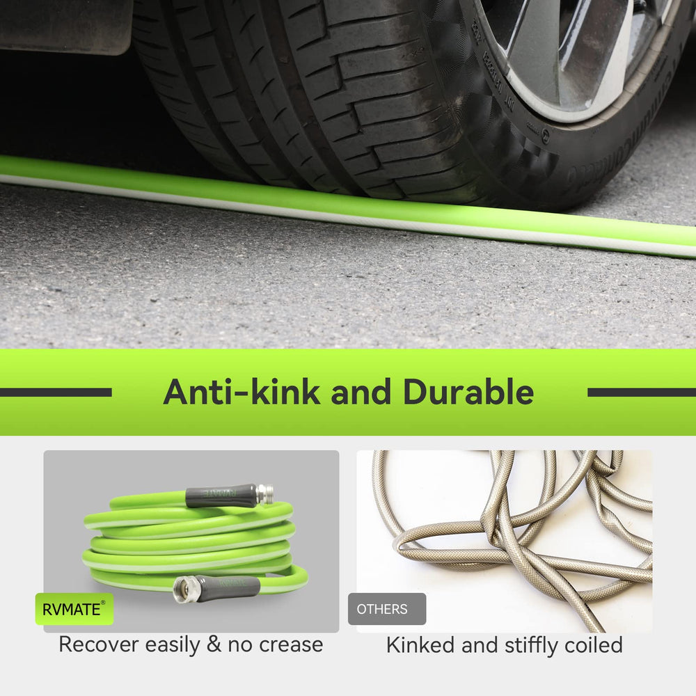 RVMATE hose neatly coiled for storage showing portability and space-saving benefit