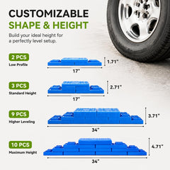 RVMATE blocks in use under RV wheel providing stable campsite leveling