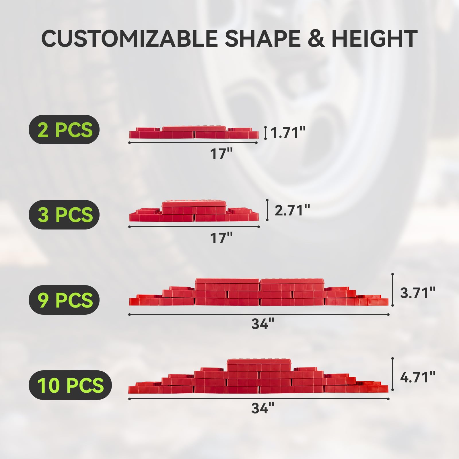 RVMATE block stack under RV wheel providing level support and safer parking