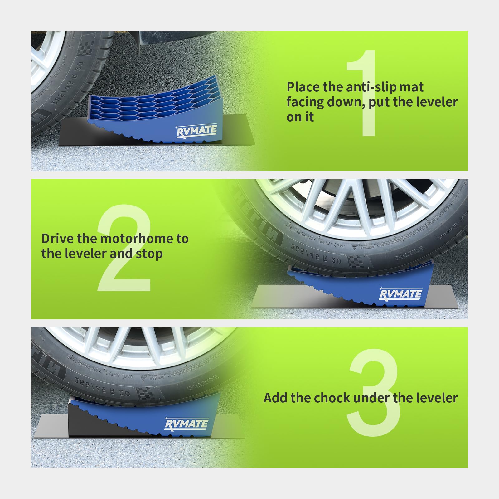 RVMATE rubber anti-slip mat textured detail for improved ground grip