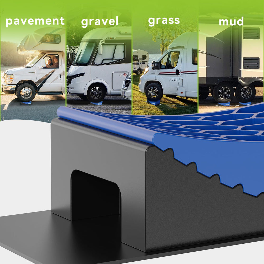 RVMATE leveler next to ruler showing compact size for easy storage