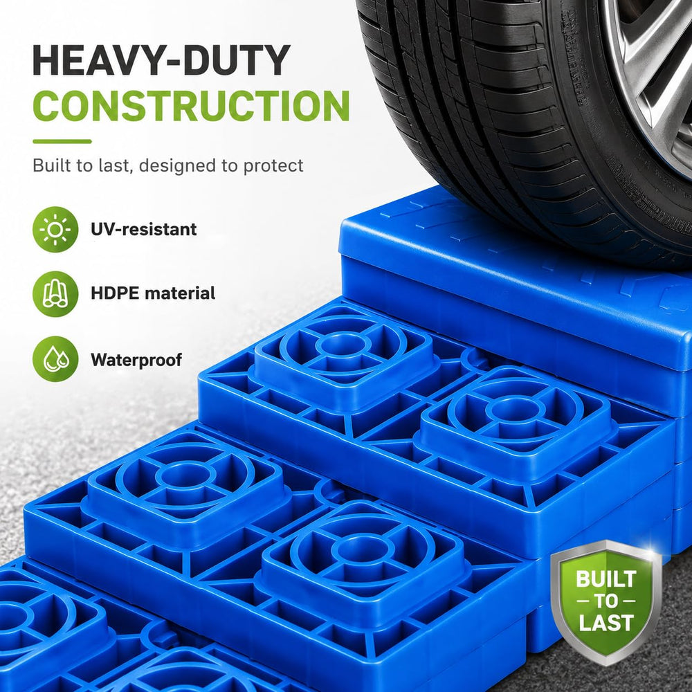 RVMATE stacked blocks height comparison illustrating adjustable inches