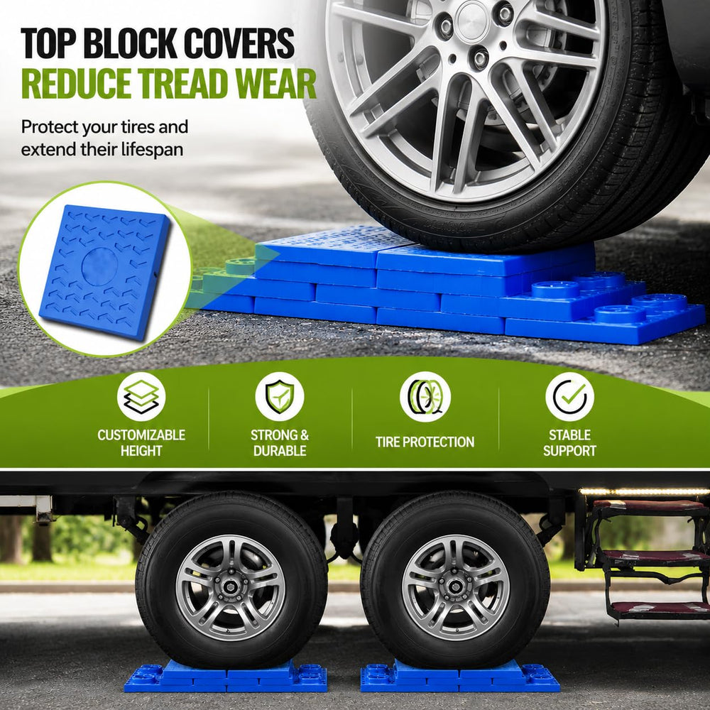 RVMATE top cover detail showing tire protection and flat jack surface