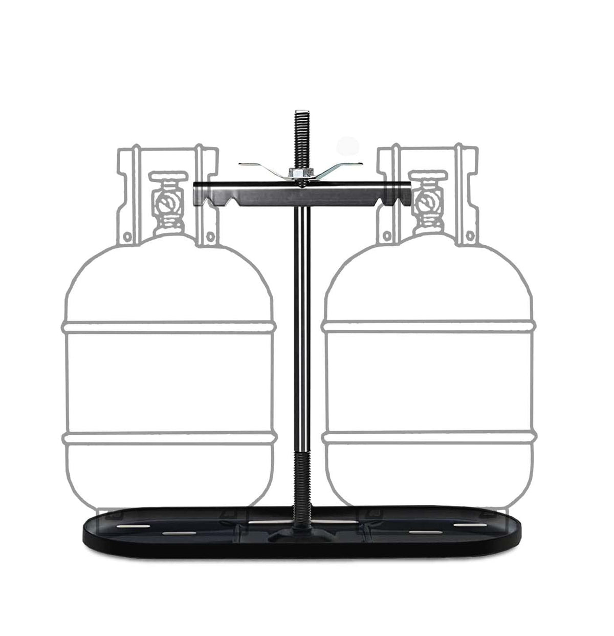 RVPNR front view of dual propane rack showing secure tank hold and durable finish