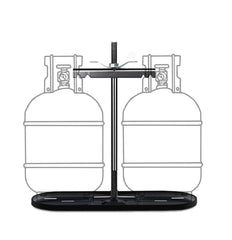 RVPNR front view of dual propane rack showing secure tank hold and durable finish