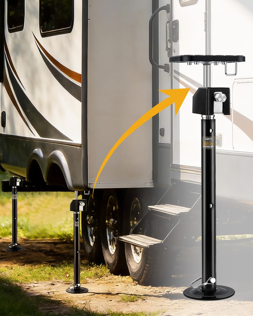 RVshark black powder-coated finish emphasizing outdoor durability and rust protection
