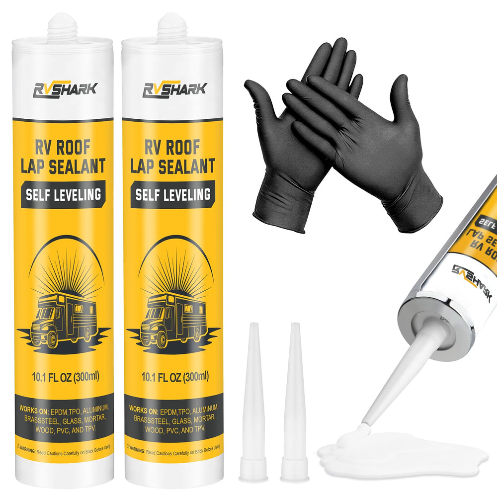 RVshark lifestyle shot of an RV roof maintenance scene for reliability