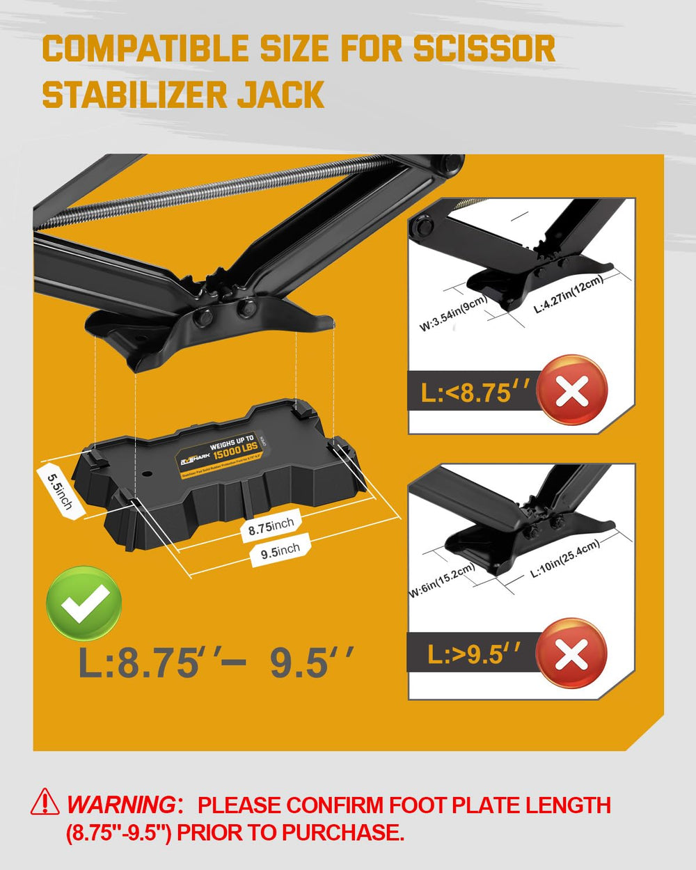 RVshark pad mounted on scissor jack demonstrating improved stability