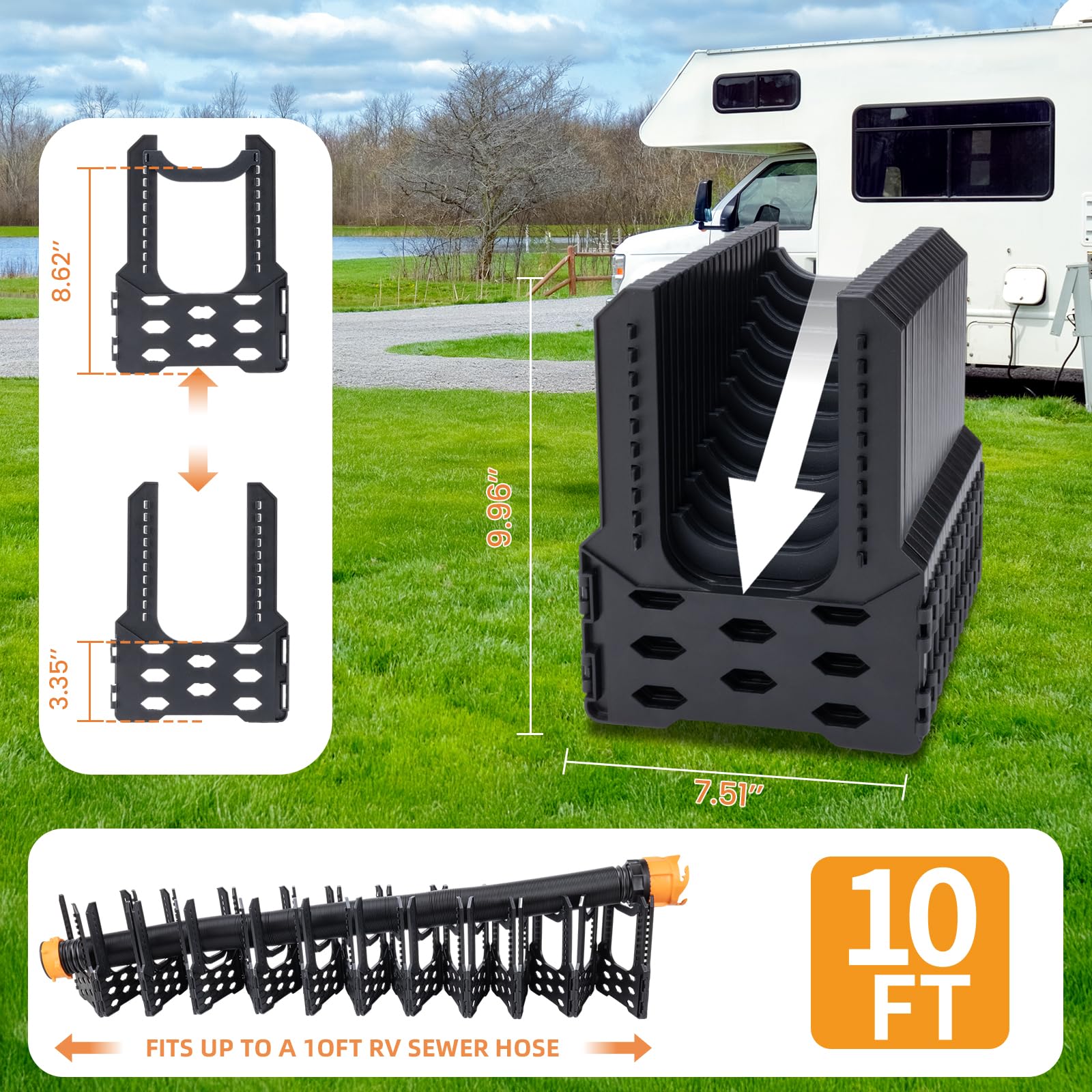 RVSNAIL folded with carrying strap for compact transport and organized storage benefit