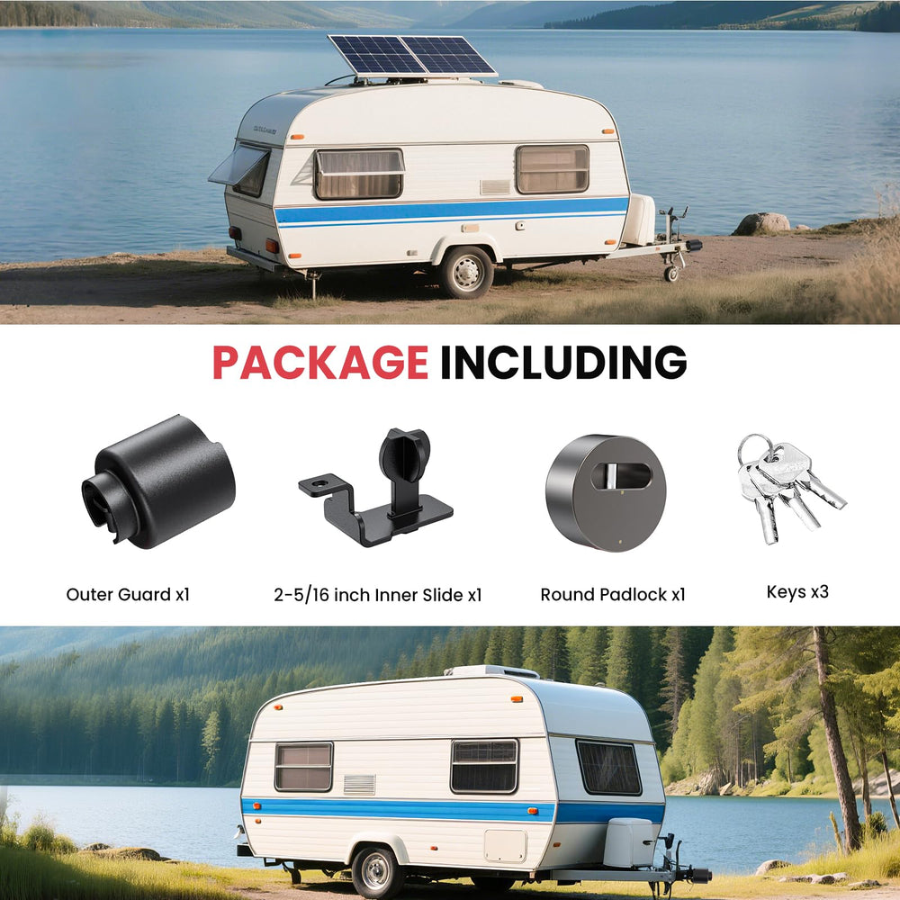 RVSNAIL packaging showing outer cover, sleeve, padlock, and three keys