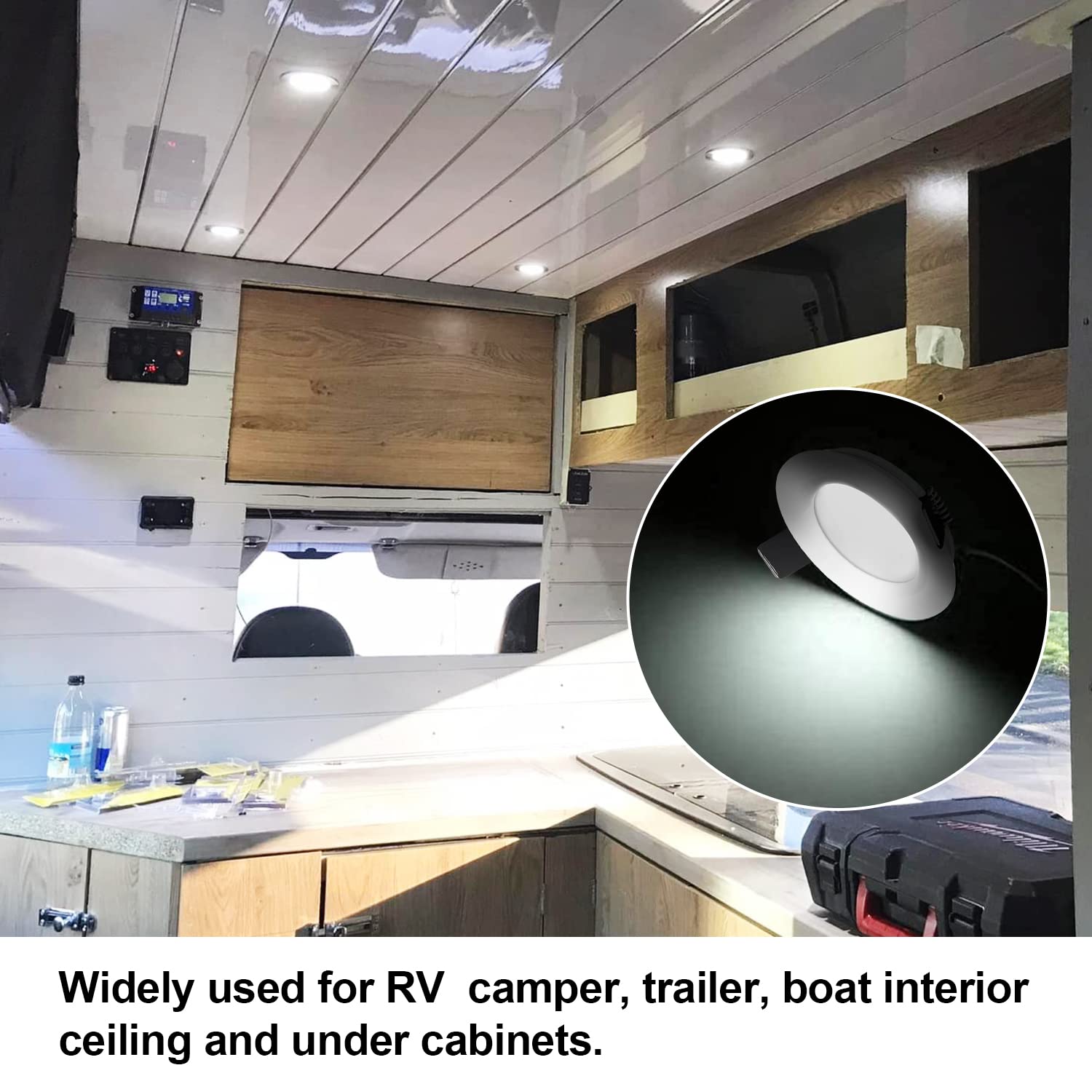 RVZONE puck light dimming demonstration showing smooth brightness control benefit