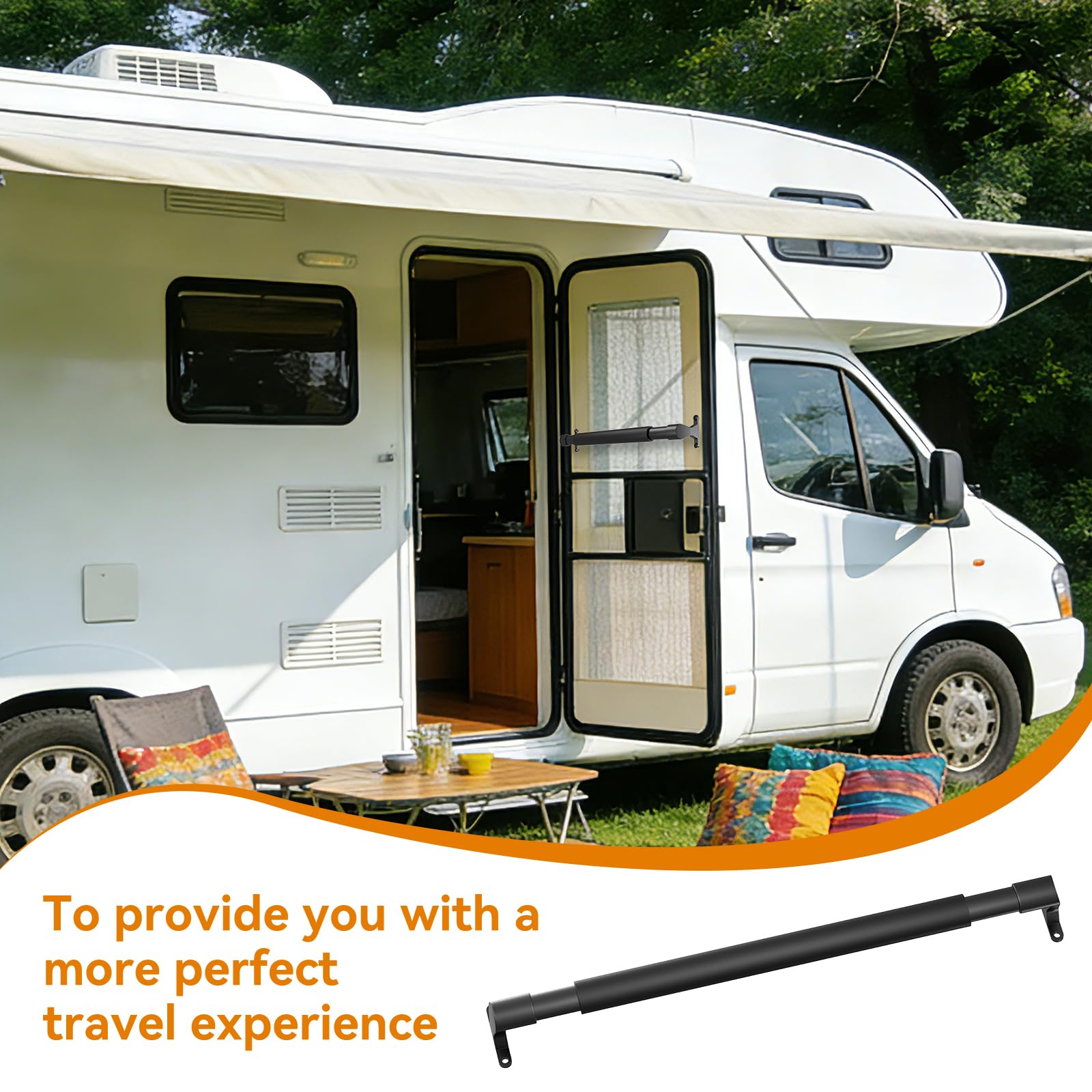 RVZONE lifestyle shot on camper door conveying improved door durability and user convenience