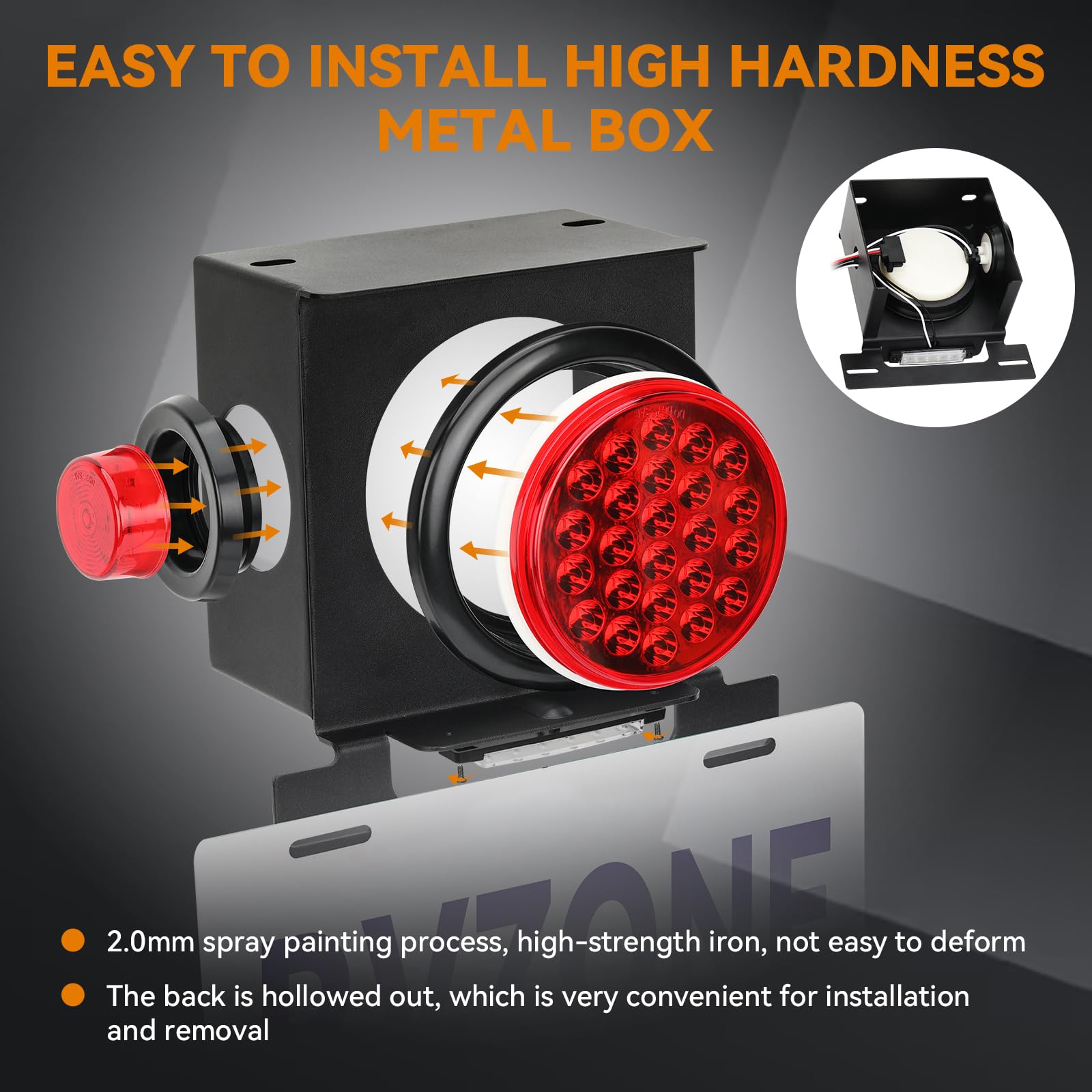RVZONE rear hollow mounting showing screw holes and easy wiring access benefit