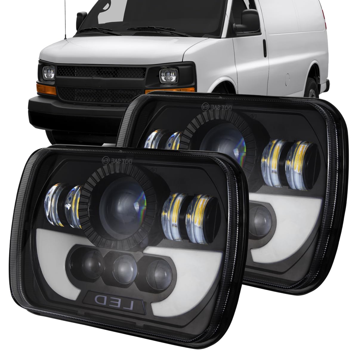 RXTSQI front view showing LED sealed-beam and improved visibility