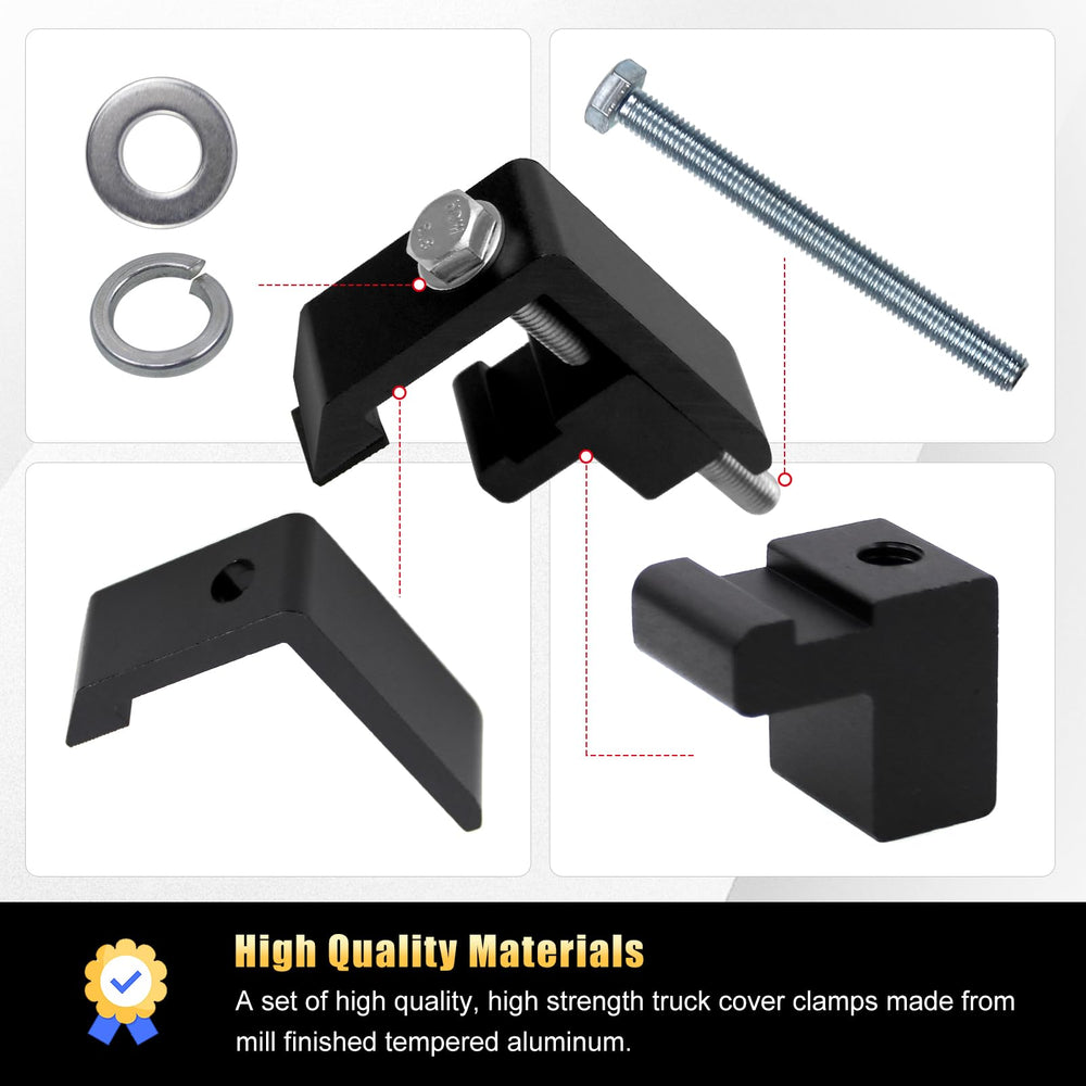RYANSTAR RACING clamps installed on Tacoma cargo rail demonstrating secure mount