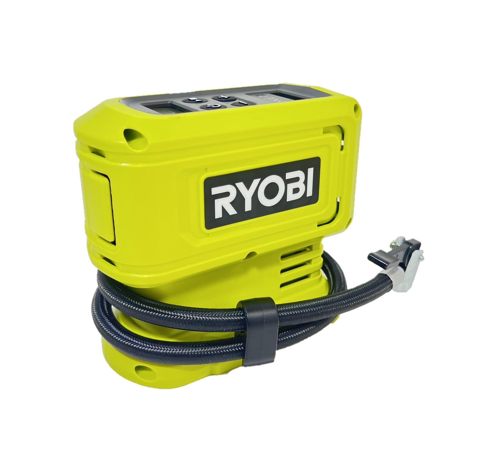 RYOBI inflator handle and trigger detail offering precise control benefit