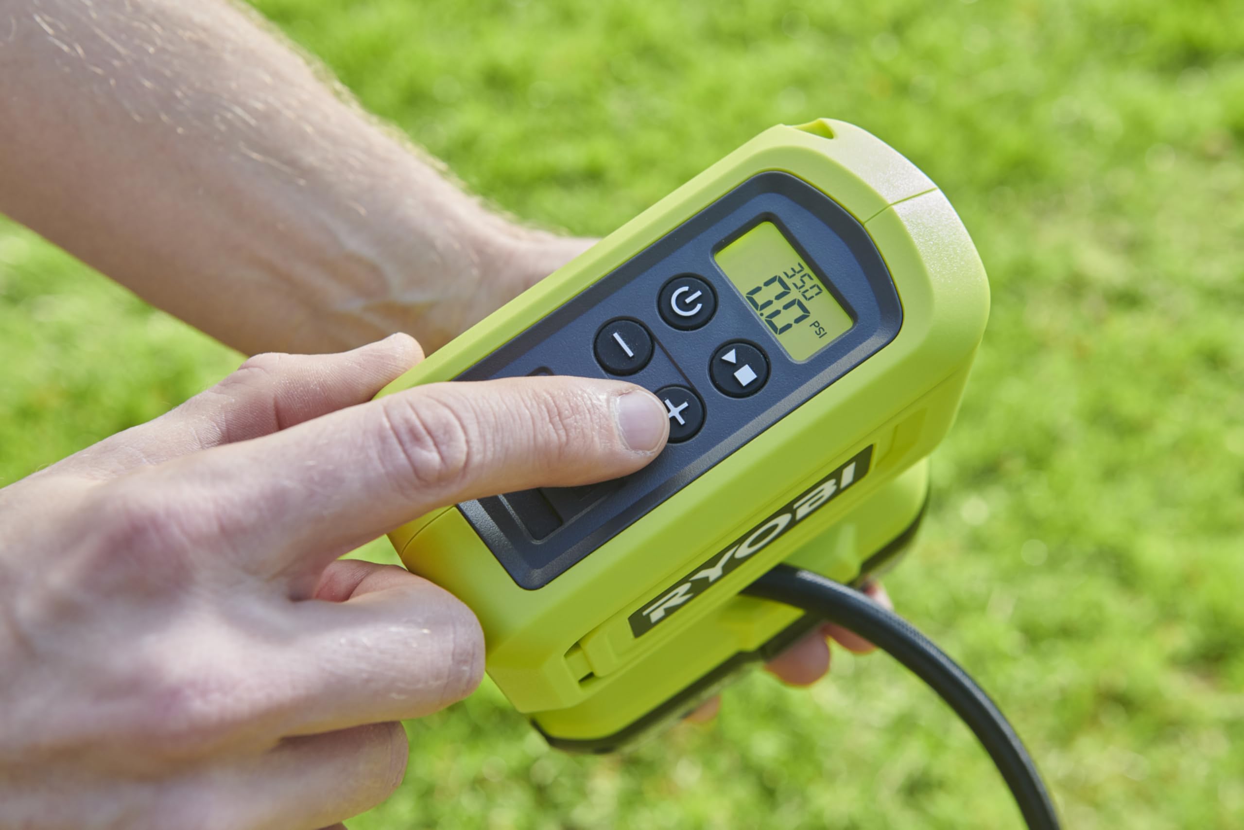 RYOBI RPI18 with ONE+ battery installed showing platform compatibility