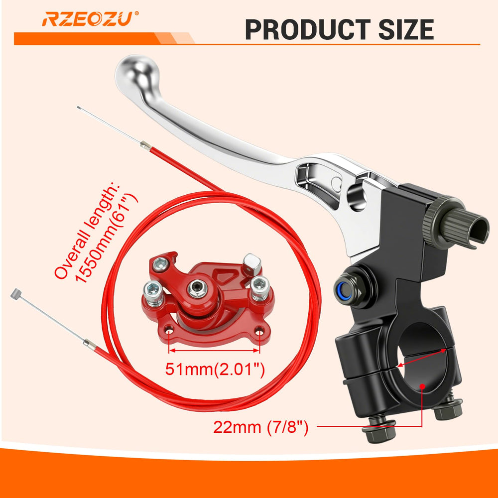 RZEOZU 61-inch brake cable fully extended showing sleeve and travel length for easy fitment