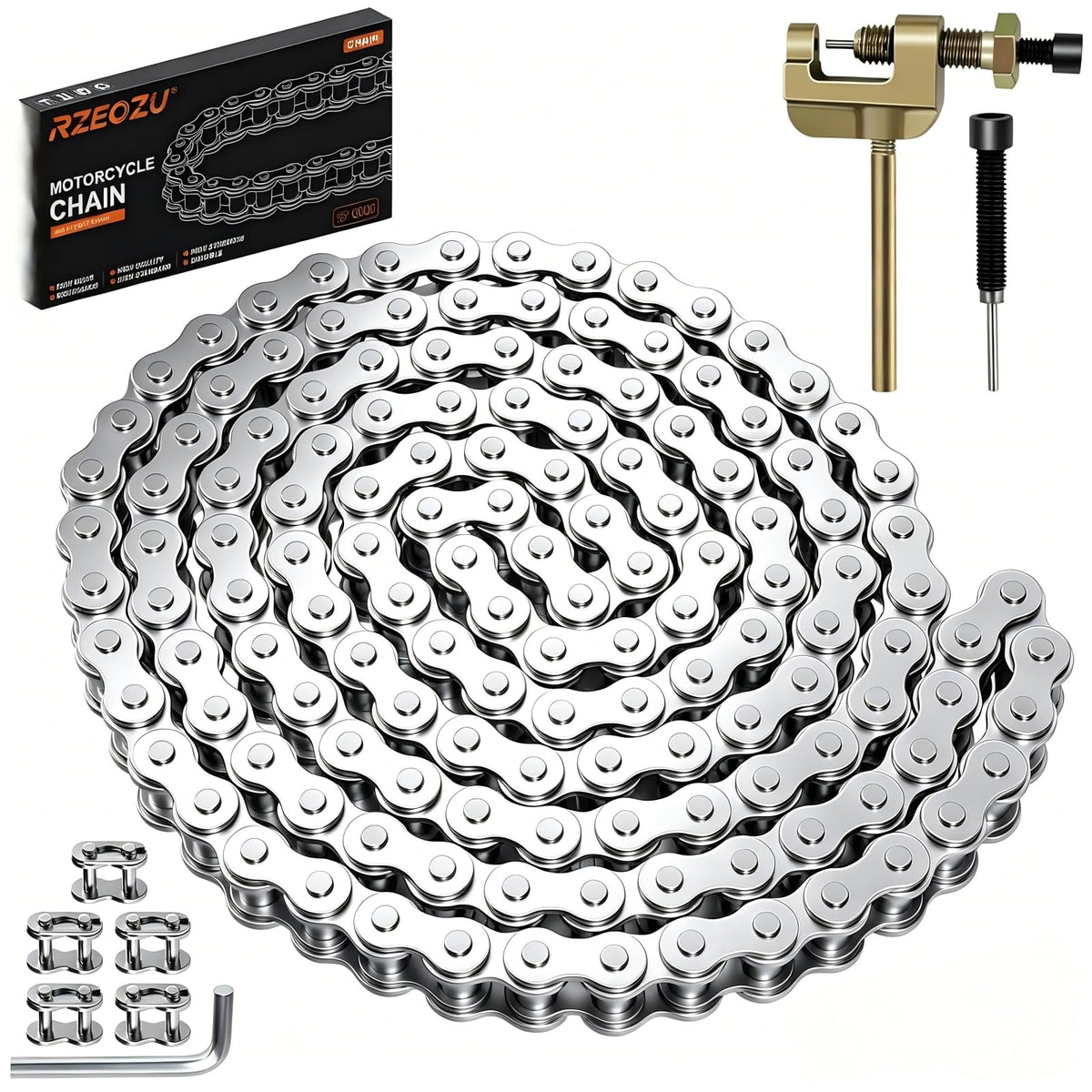 RZEOZU front view of full chain kit showing contents and benefit of complete replacement