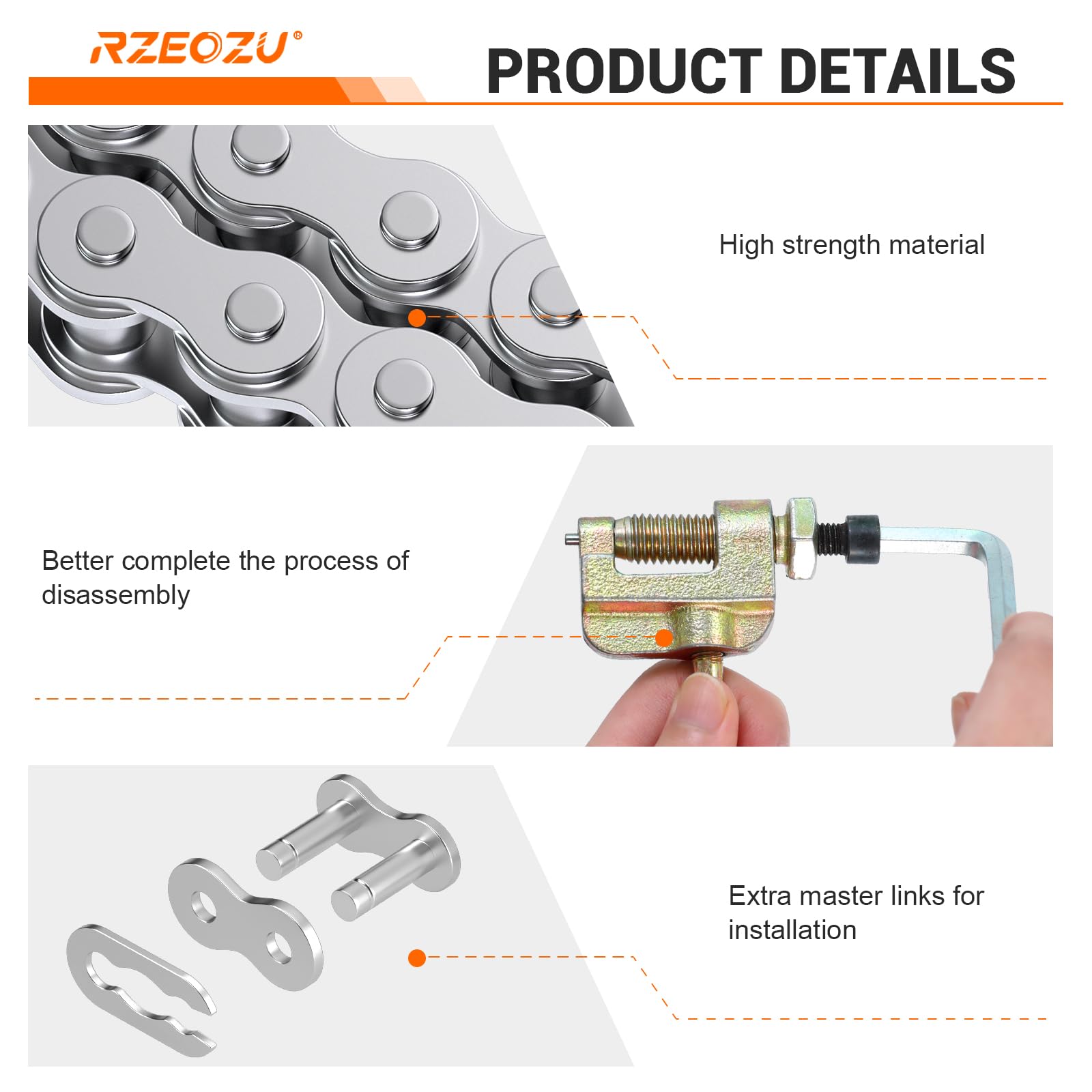 RZEOZU polished silver finish detail resisting corrosion and enhancing appearance