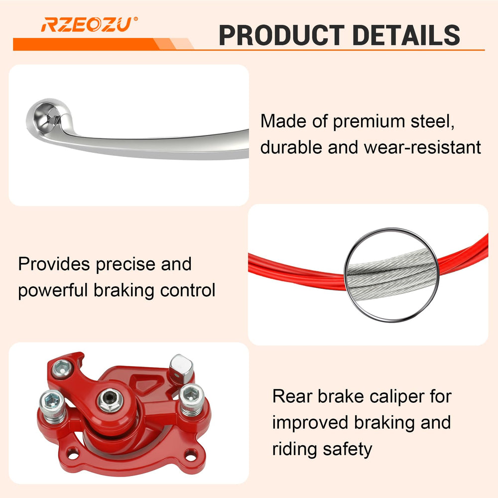 RZEOZU brake kit size comparison with ruler highlighting 51 mm caliper mount spacing accuracy