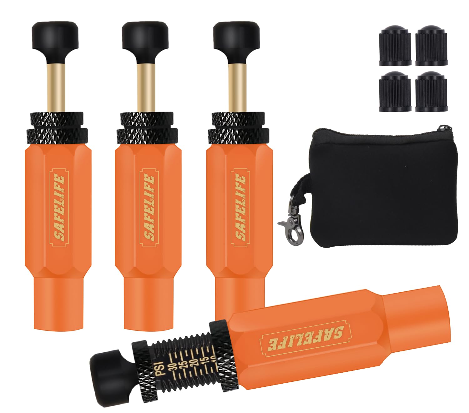 SAFELIFE deflator set front view showing four units and benefits