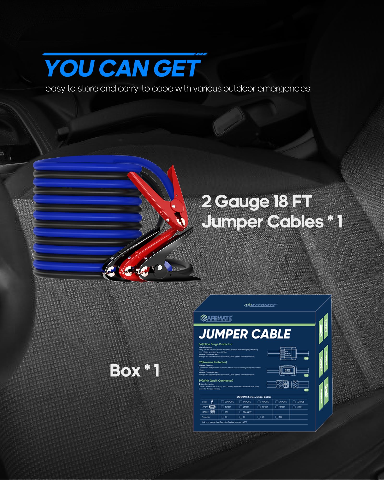 SAFEMATE compact storage bag with cables coiled for organized transport and quick access