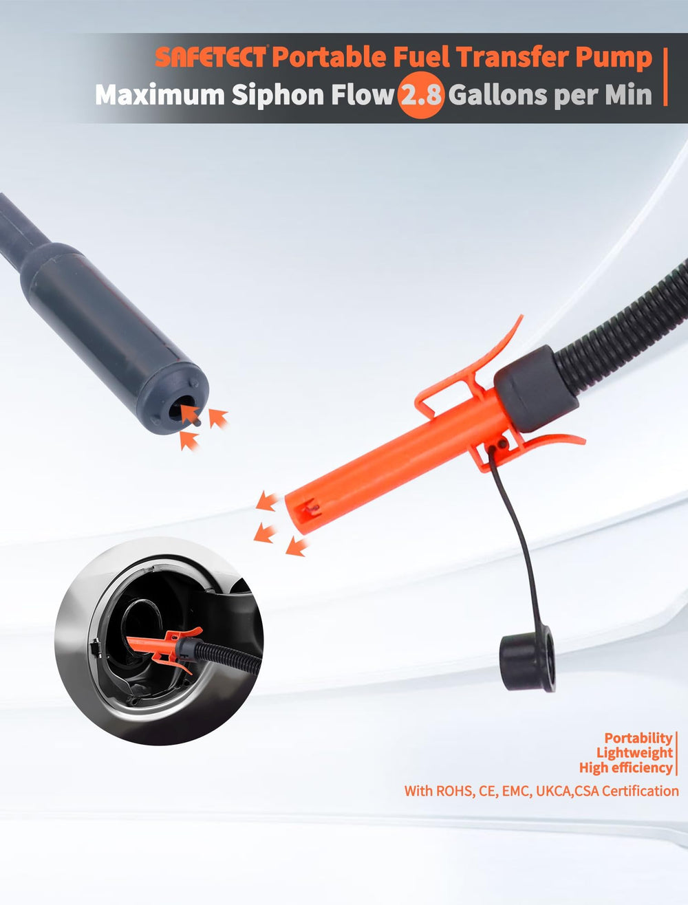 Safetect close-up of auto-stop sensor preventing overfill for safer transfers