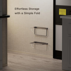 Safoner folded flat against wall saving floor space in an RV