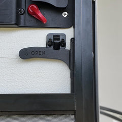 Safoner handle mounted on RV screen door demonstrating easy operation and fit