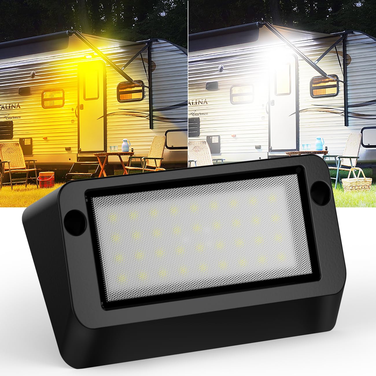 Safoner porch light front view showing clean mounting and bright output