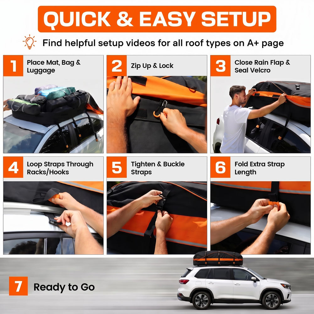 Sailnovo anti-slip mat under bag protecting vehicle roof and stability