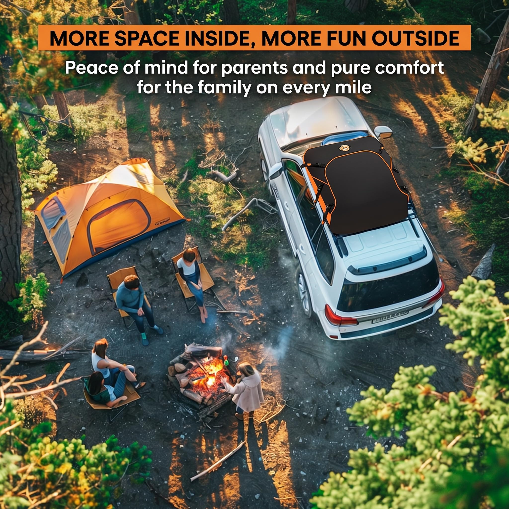 Sailnovo rooftop bag on car in scenic roadtrip conveying travel convenience