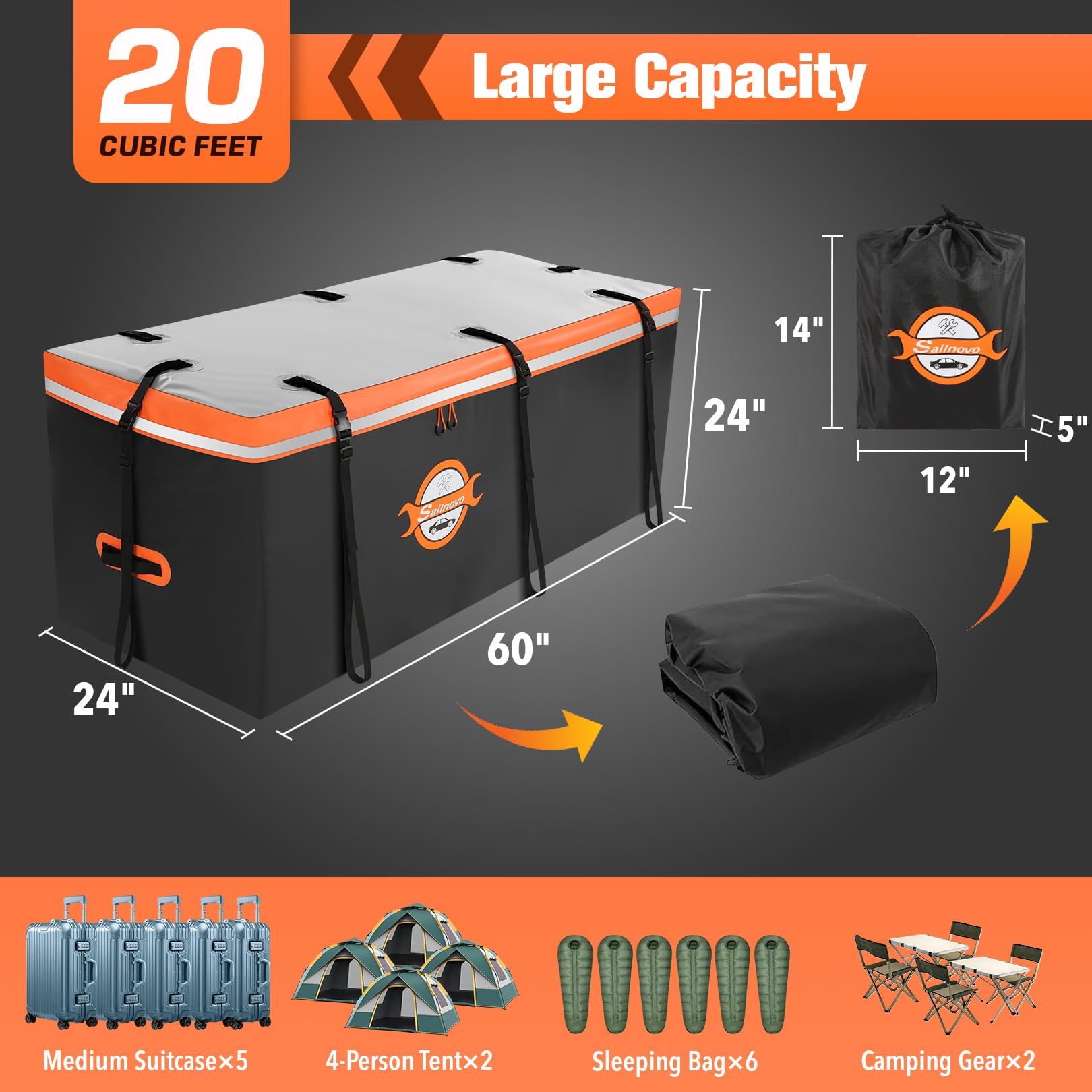 Sailnovo detailed straps and buckles securing bag to carrier for stability