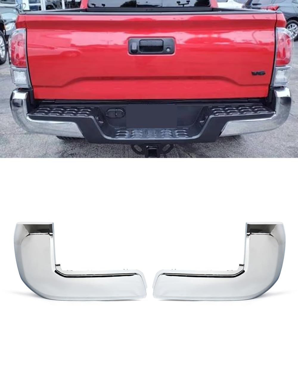 SAIQINGSP chrome end cap installed on Tacoma rear showing restored look and protection