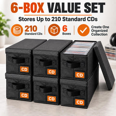 Salajory interior loaded with slim CD cases demonstrating high-capacity organization