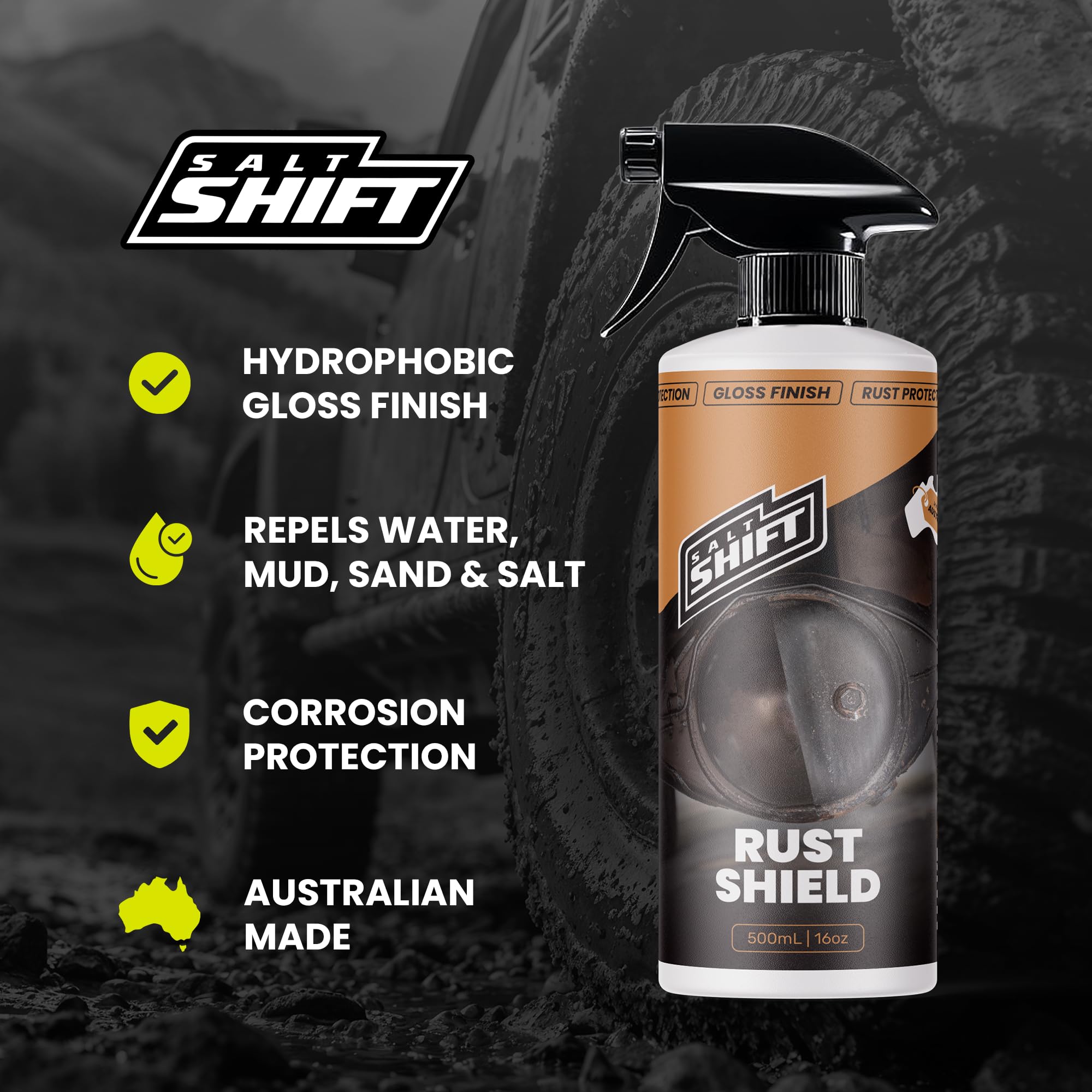 Salt Shift applied to trailer bunks showing marine-grade corrosion protection