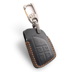 SAMGCHI front view of black leather fob cover showing clean fit and style