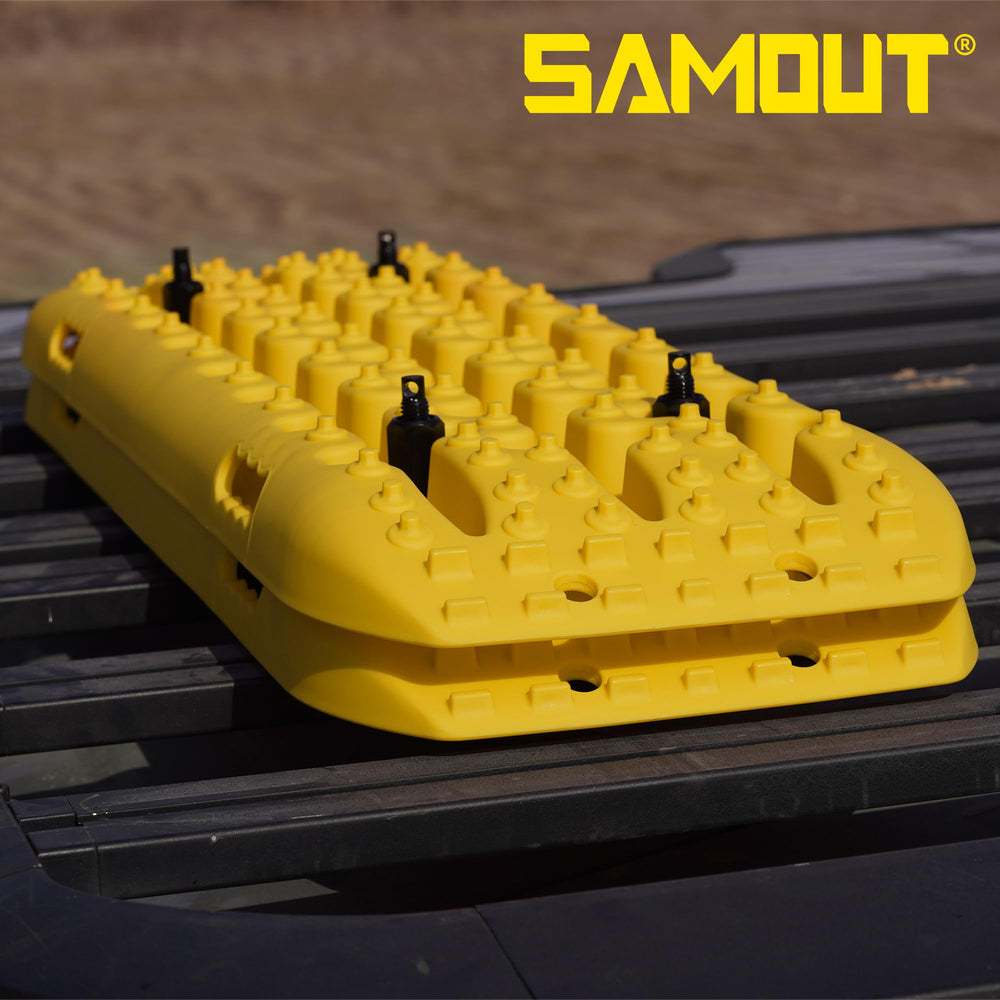 SAMOUT size comparison showing kit attached to a traction board for fit reference