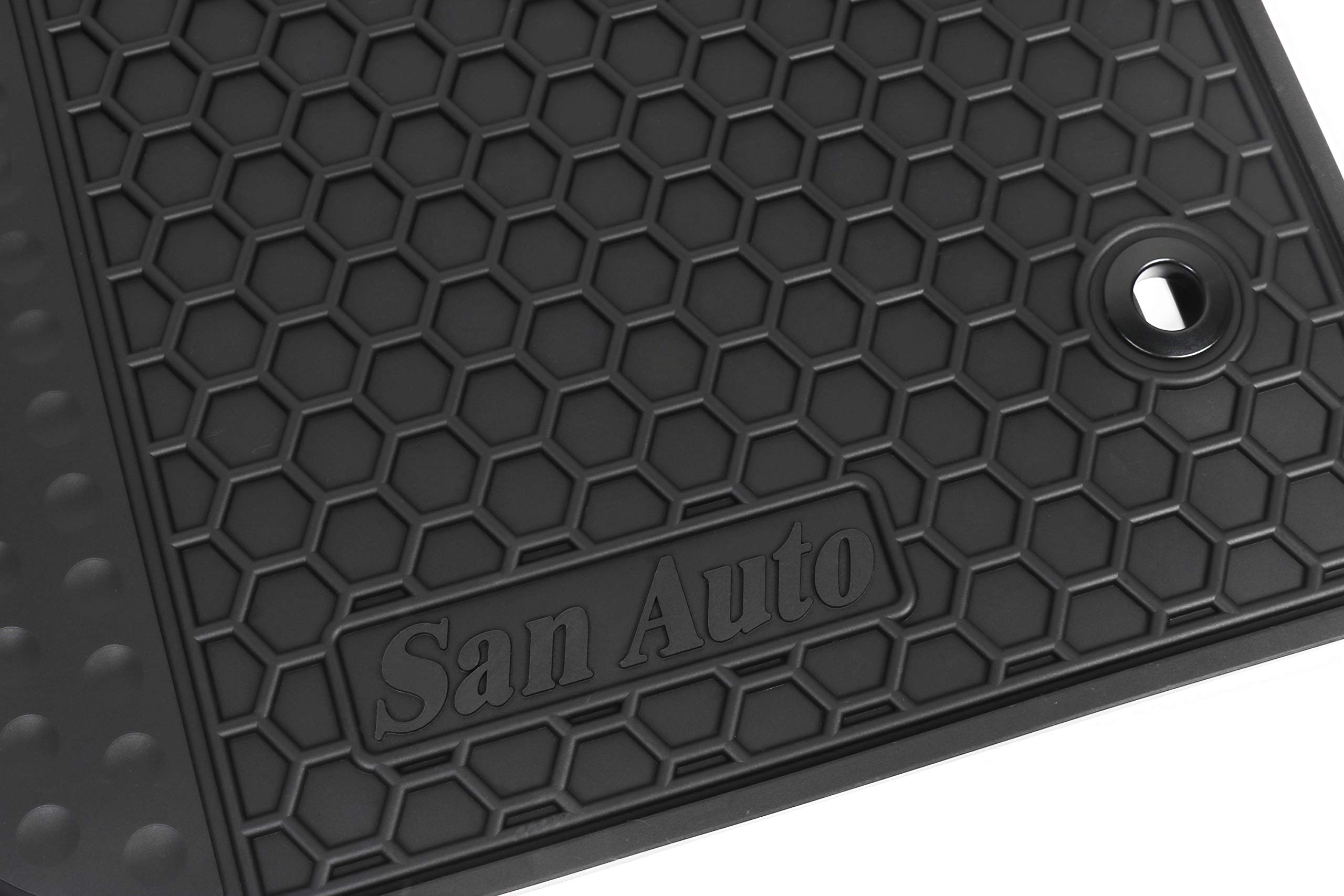SAN AUTO close-up of rubber texture highlighting dirt capture