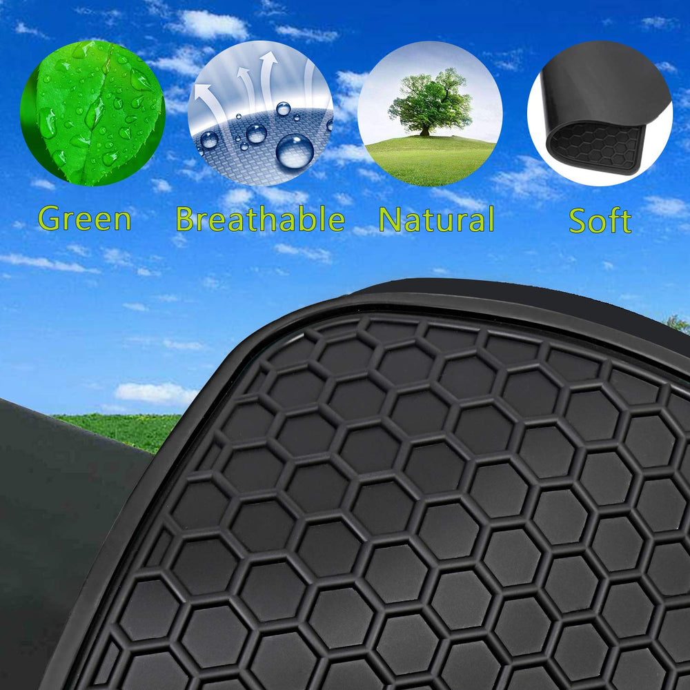 SAN AUTO mat being rinsed with hose for easy cleaning benefit
