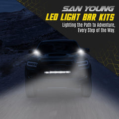 SAN YOUNG light bar mounting bracket detail illustrating sturdy attachment benefit