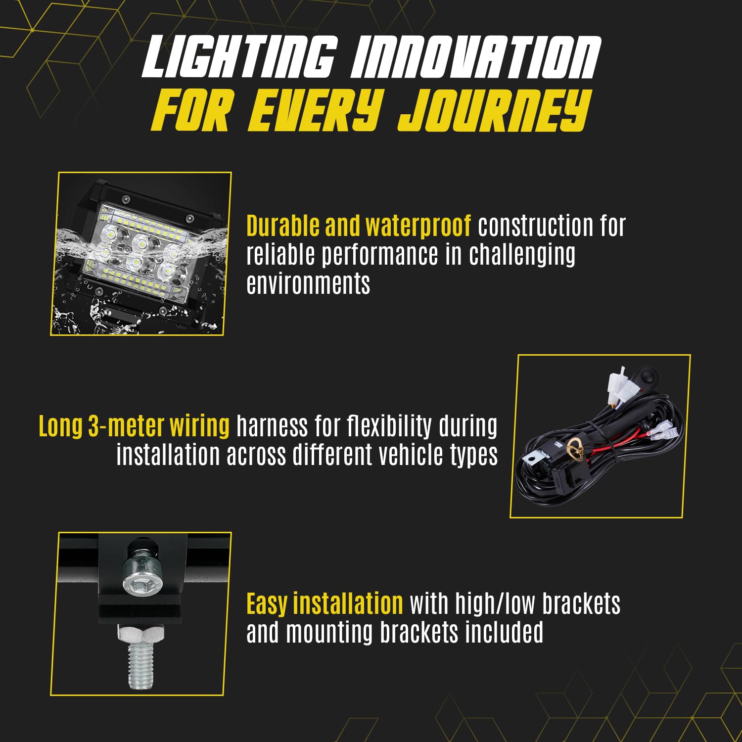 SAN YOUNG wiring harness and relays displayed for easy installation benefit